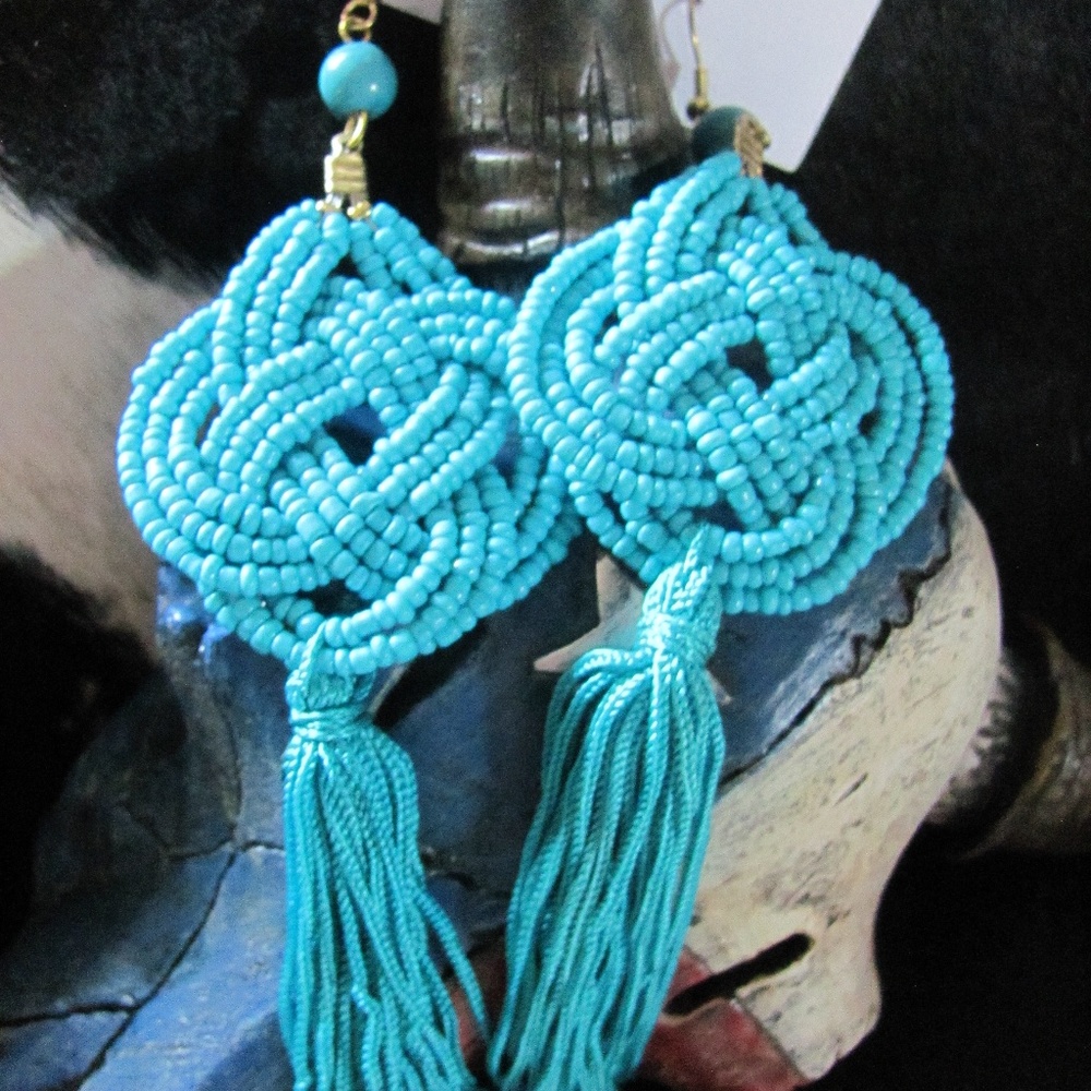 CRAZY TRAIN TURQUOISE CATTYWAMPUS EARRINGS ALL BEA